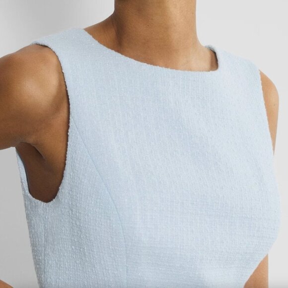 Aritzia Babaton Highrise Tweed Dress Micro Shift Dress Light Blue Size 0 - Picture 2 of 10